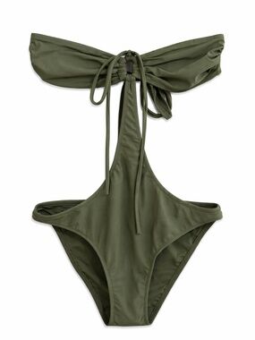 4/$20➡️  Lonely Planet Olive Green Tie-Up Monokini – Size Small EUC